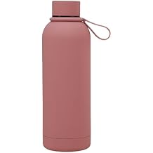 Stainless Steel Double wall Insulated Narrow Mouth Sports Water Bottle With Handle, Cola Shape Vacuum flask(Smoky red)