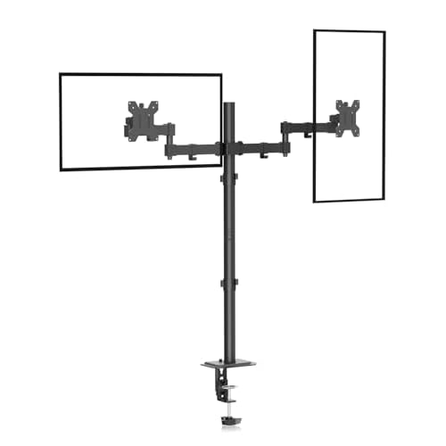 Bracwiser Dual Fully Adjustable Monitor Arm Stand Mount 31.5 Inch Tall Pole Fits Two Screen 13-27 inch 22lbs for Monitor Computer Screen 13 15 17 19 20 22 23 24 26 27 inch VESA 75 100 MD7842