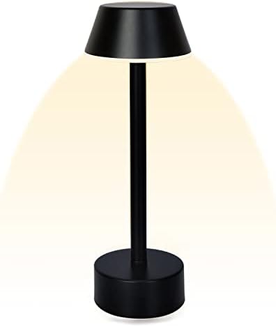 Egobasic Cordless Table Lamp, Rechargeable Battery LED Desk Light, Portable Touch Night Lamp, Metal Small Lamps for Dinner Coffee Table Restaurant Bedroom Bar Dining Decor, 11.8in Black