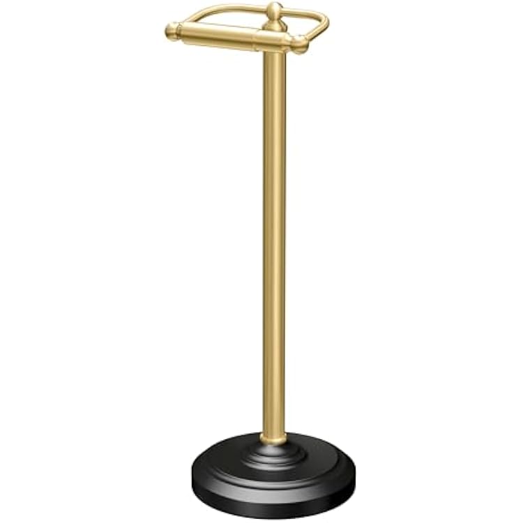 Gatco 1436MXB, Freestanding Toilet Paper Holder, 22 H, Matte Black Polished BrassFloor Standing Weighted Base Toilet Paper Holder Stand