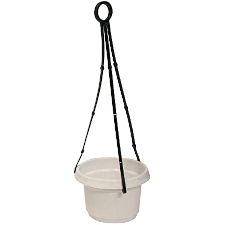 Single Hanging Flower Pot with hnager, 7 inch White Granite, Plastic Flower Pot, seedlings, Nursery, Colorful Flower Planter, Seed Starting Pot with Hanger