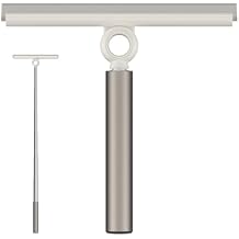Extendable Shower Squeegee for Glass Doors, Shower Squeegee with 10-Inch Silicone Blade, Telescoping Handle for Windows and Shower Glass, Silver