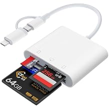 Lightning and USB C SD Card Reader for iPhone iPad Mac Android Phone Laptop, 3 in 2 Memory Card Reader Supports Compact Flash SD Micro SD CF Card, Digital Camera Adapter Plug and Play