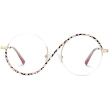 Zeelool Chic Semi-rimless Round Eyeglasses Frames for Women Fashion Blue Light Glasses with Spring Hinges Elphaba Cosplay