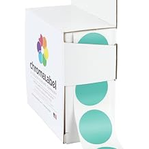 ChromaLabel 1 Inch Round Label Permanent Color Code Dot Stickers, 1000 Labels per Dispenser Box, Aqua