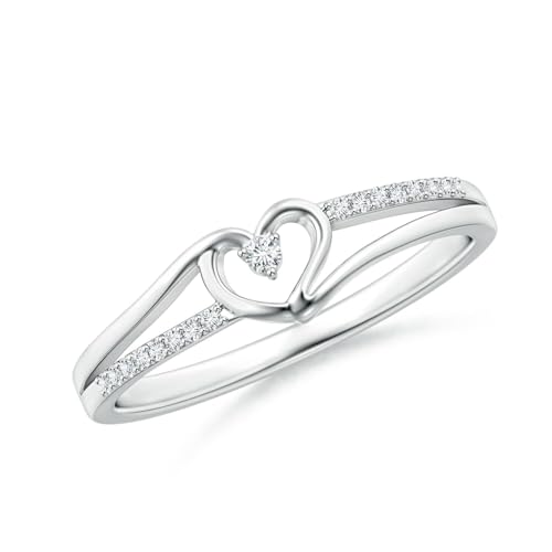 Angara Diamond Split Shank Heart Promise Ring in Silver14k Solid GoldPlatinum for Women | April Birthstone Jewelry Gift | Enagagement, Proposal Ring | Diamond Size-1.5