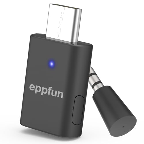 eppfun USB C Bluetooth Adapter for ps5PS4, Dual Connection Wireless Audio Adapter Low Latency Dongle with 3.5 mm Analog Mic for PC, Mac, Phone