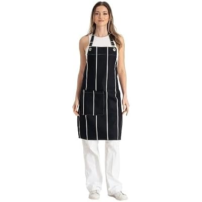 Enotex Large Pocket Kitchen Apron, Black Apron for Adults, Cooking Aprons for Men Women, BBQ Aprons Home, Restaurant, Crafts, Garden, BBQ, School