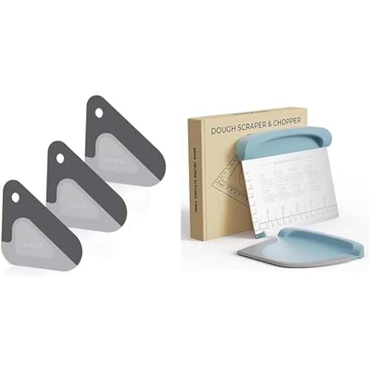 Nylon Silicone 2 in 1 Kitchen Dish Scraper, Bench Scraper Dough Cutter Tool-Blue