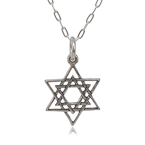 EnCharmed Sterling Silver Woven Star of David Charm Necklace, 18