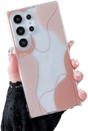 DEFBSC Compatible with Samsung Galaxy S23 Ultra Case, Soft Shaped Art Design with Built-in Bumper Protective Phone Case, Cute Slim TPU Cover Designed for Samsung Galaxy S23 Ultra Case, Light Brown