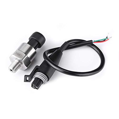Pressure Transducer Sensor, 100 PSI, 18 NPT Thread, Stainless Steel, for Oil Fuel Air Water 100 PSI