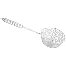 Stainless Steel Skimmer Spoon Flat Bottom Spider Strainer for Kitchen Utensils Frying/Spaghetti/Restaurant Net Spoon/Hot Pot Filter Spoon (7.3)