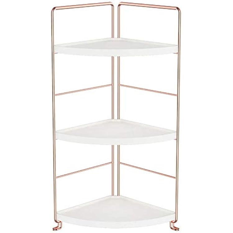 Bathroom Countertop Organizer, Corner Shelves Bathroom Vanity Counter Sink Storage, Rose Gold Standing Cosmetic Makeup Spice Rack Tray Cabinet for Kitchen and Bathroom 3-Tier