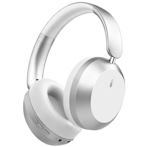 Wentronic Y05 Silver Wireless Over-Ear Bluetooth Headphones with ANC, Hi-Res Sound, 48H Playtime, Built-in Mic, Foldable Comfort, Dual Bluetooth & Wired Mode for Daily Use