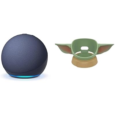 Echo Dot Bundle: Includes Like-New Amazon Echo Dot (newest model) | Deep Sea Blue & the Made for Amazon Mandalorian Baby Grogu Stand