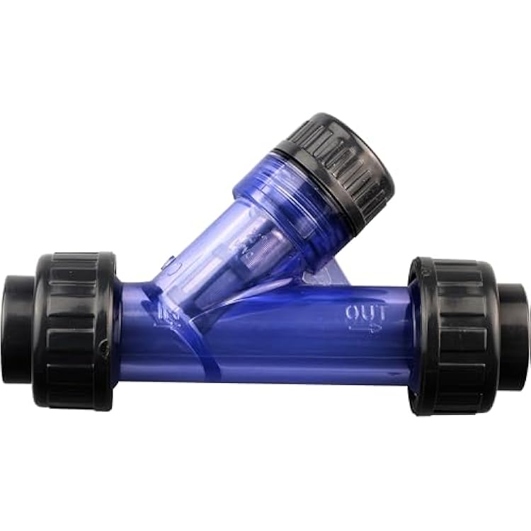 TOMEX 34 Y-Strainer, Clear UPVC Sediment True Union Y-Strainer WStainless Steel 40 Mesh, NPT Female [NPT 34 Inch]