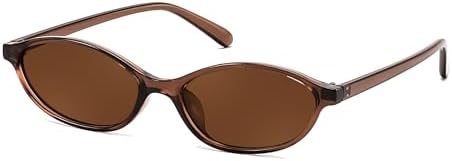 FEISEDY Retro Oval Cat Eye Sunglasses for Women 90s Narrow Lightweight Shades Y2k Trendy Sunnies B0257