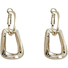 Noonsial 925 Geometric Chevron Hoop Threader Earrings for Women - Hypoallergenic Lightweight Drop Dangles - Plated in Gold