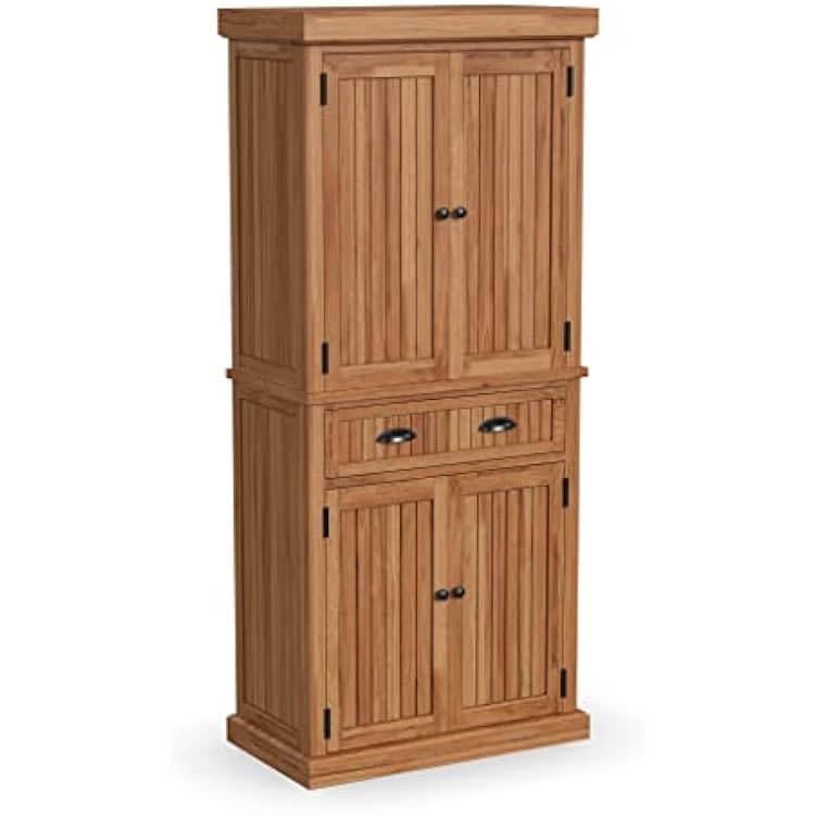 Homestyles Nantucket Natural Wood Pantry with Four Doors