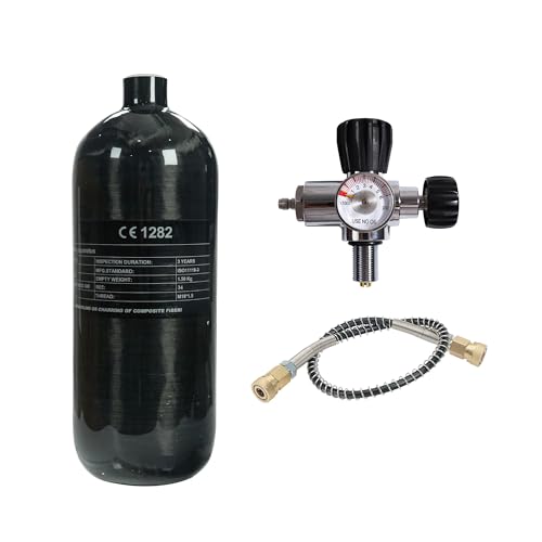 TUXING 4500psi Carbon Fiber Air Tank 2L Empty Bottle& Pcp Paintball Filling Station with Pressure Gauge Valve,Scuba Tank,Pcp Tank with Regulator Gauge for PCP Game
