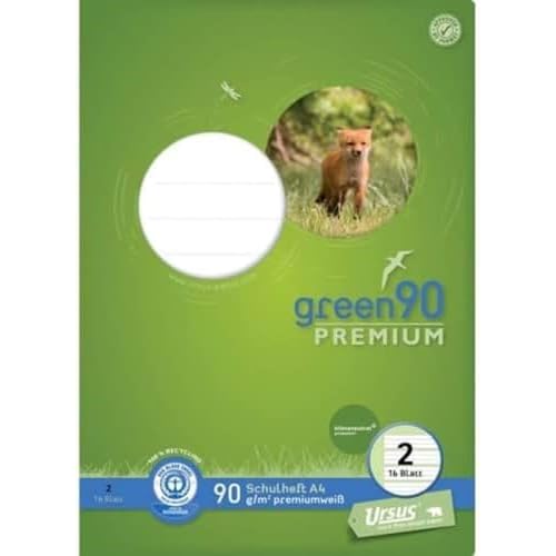 040782002 Green notebook, ruling 2, DIN A4, 16 sheets, 90gm2, 444 mm, lined, 1 piece