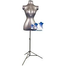 Inflatable Female Torso, Silver, with MS12 Stand