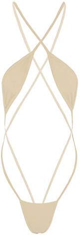Hansber Womens Sexy Sling Shot Micro Bikini Thong Swimsuit One Piece Criss Cross Teddy Bodysuit Lingerie
