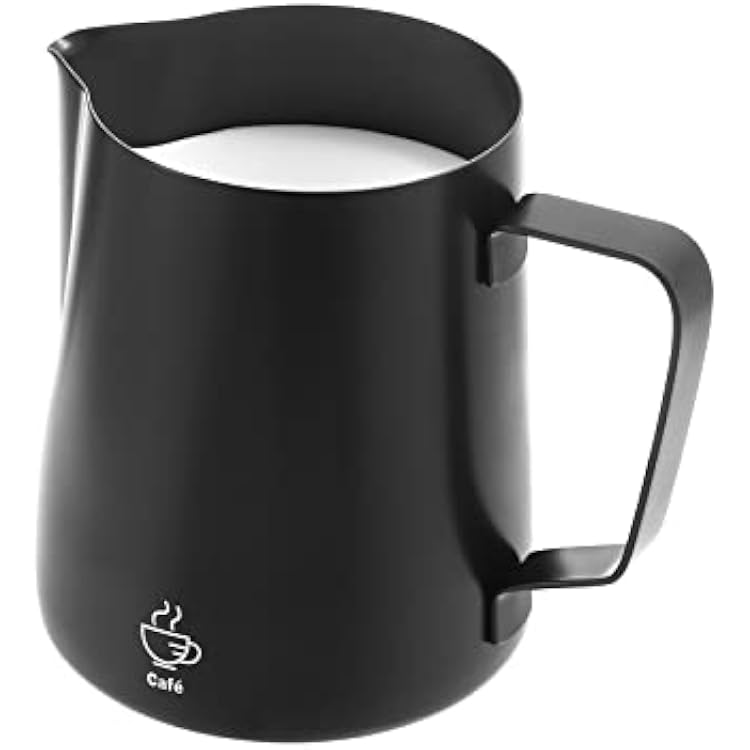 Milk Frothing Pitcher VEVOK CHEF Stainless Steel Espresso Steaming Pitcher Teflon Coffee Milk Frothing Cup 20oz 600ml Espresso Tools Latte Art, Milk Jug Black