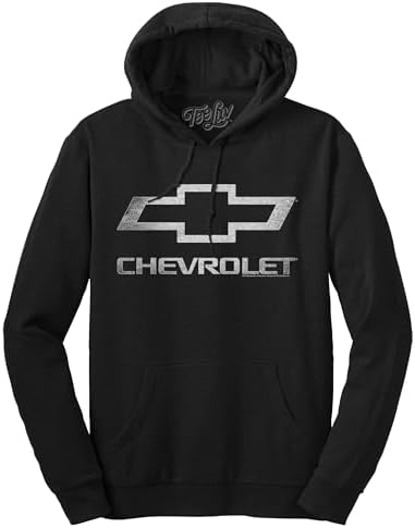 Tee Luv Mens Faded Chevrolet Logo Hoodie - Licensed Chevy Hooded Sweatshirt