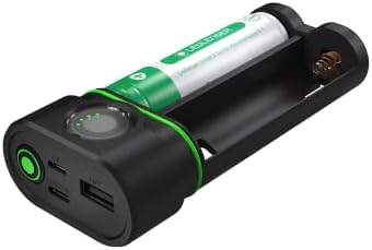 Ledlenser Flex10 Power Bank - Black, 9000mAh - 6-in-1 Power System & Fast-Charging Portable Charger - Replaceable Li-Ion Cells for Battery Backup, IP65 Water-Dust Protection & Waterproof Battery Pack