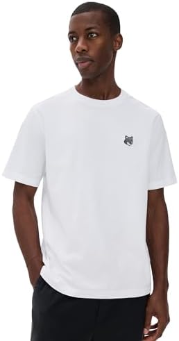 Maison Kitsune Mens Grey Fox Head Patch Comfort Tee