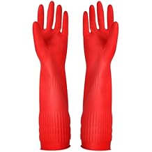 Rubber Cleaning Gloves Kitchen Dishwashing Glove 3-Pairs,Waterproof Reuseable.Medium