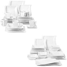 MALACASA 30 Piece Ivory White Dinnerware Sets Bundle with 26 Piece Plates and Bowls Sets, Series FLORA