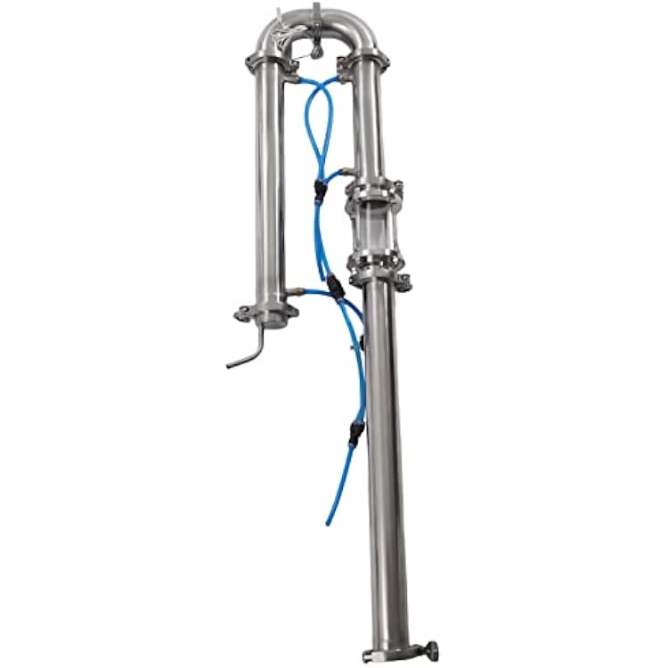 Tubular Distillation Tower with Sight Glass Copper mesh, 2 Domestic Brewing Equipment Moonshine Distiller, Distiller Stainless Steel Still Reflux Column for 13-26 Gallon Fermenter Capacity