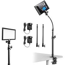 2 Packs LED Video Key Light,Streaming Light Dimmable Bi-Color 3200-5600k Video Conference Lighting with Gooseneck Tubes Desk Panel Lights for Podcast/Streaming/Gaming/Zoom Call/Broadcast/YouTube