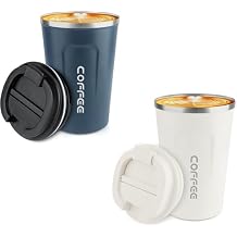 12 oz Insulated Travel Coffee Mug Spill Proof Leak Proof Pobtable To Go Camping Stainless Steel Coffee Tumbler Reusable Coffee Cups with Lids Thermos for Hot and Cold Drink
