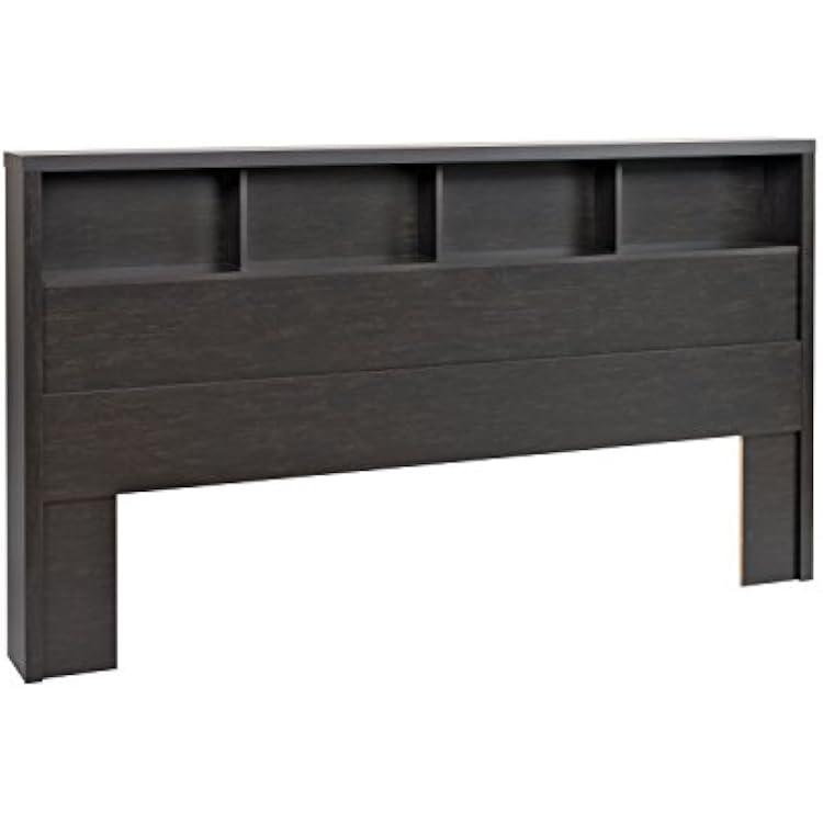 Prepac District Functional King Headboard with 3 Compartments, Stylish Headboard for King Size Beds 8.75 D x 84 W x 46.5 H, Washed Black, HHFK-0500-1