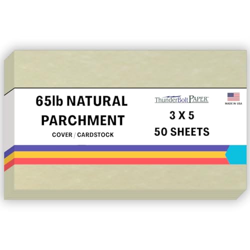 50 Natural Parchment 65lb Cover Paper Sheets 3 X 5 Inches Cardstock Weight Colored Sheets 3 X 5 3X5 Inches Index|Recipe Card|Photo|Frame Size - Printable Old Parchment Semblance