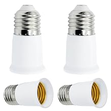 4 Pack E26 Socket Extender, 3CM/1.2 Inch E26 Light Bulb Extension Socket, Lamp Holder Adapter, Standard Medium Base Screw Converter