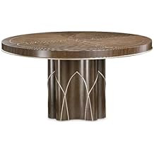 MICHAEL AMINI Villa Cherie Round Wood Dining Table in Hazelnut Brown