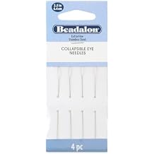 Beadalon Collapsible Eye Beading Needles, Extra Fine 0.24 mm / .009 inches Diameter, 2.5 inches Length, 4 pc