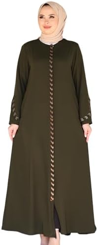 Hijab Abaya For Women | Stone Detailed Zippered Long Sleeve Islamic Kaftan Maxi Size | Arabic Robe Prayer Clothing