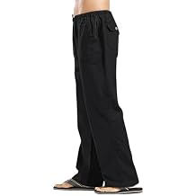 Mens Linen Renaissance Pants Loose Pleated Comfortable Breathable for Summer Casual