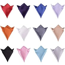 I-MART 12 Pack Pocket Squares for Men, Solid Color Satin Handkerchiefs for Wedding, Business, Formal Events and Suit Accessories, 8.5 x 8.5 Inch