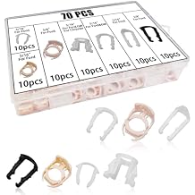 Fuel Line Retainer Clips, 3/8" & 5/16" Durable Nylon Gas Tank Repair Kit, 7 Size Fuel Line Retaining Clamp Assortment Replacement Kit Compatible with Ford, GM, Chrysler (70PCS)