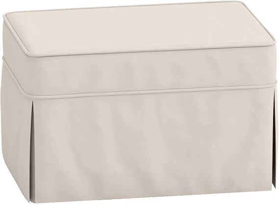 HomeTown Market Sofa Covers Compatible with Pottery Barn PB Basic Ottoman (Footstool) Slipcover (PB Basic Ottoman, Polyester Flax Beige)