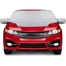 Gintenco Car Windshield Snow Cover, Frost Ice Windscreen Covers with Magnetic Edges, 4 Layers Thickness Snow Protector Covers with Side Mirrors Cover Easy to Use for Car SUV CRV Trucks (Large)