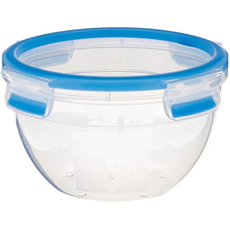 Emsa 1.1 Litre Clip & Close Round Fresh Holding Box, TransparentRed, 35 x 25 x 10 cm