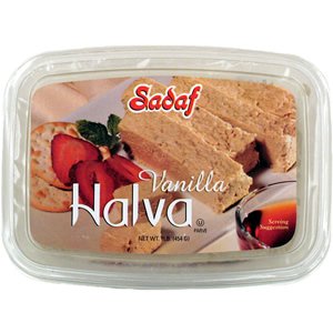 Sadaf Halva Vanilla - Vanilla Halva Dessert - Sweet Vanilla Halvah for Snacking - Middle Eastern Cuisine - Traditional Mediterranean Smooth & Creamy Texture - Kosher - 16 Oz